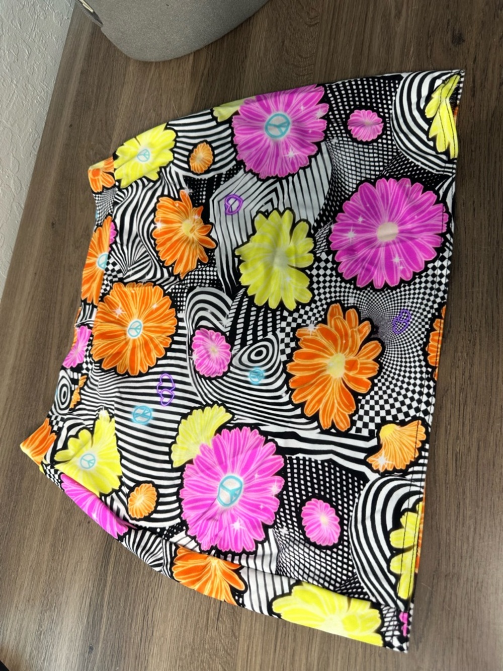Bright Floral Mini Skirt - Neon Pink, Orange & Yellow